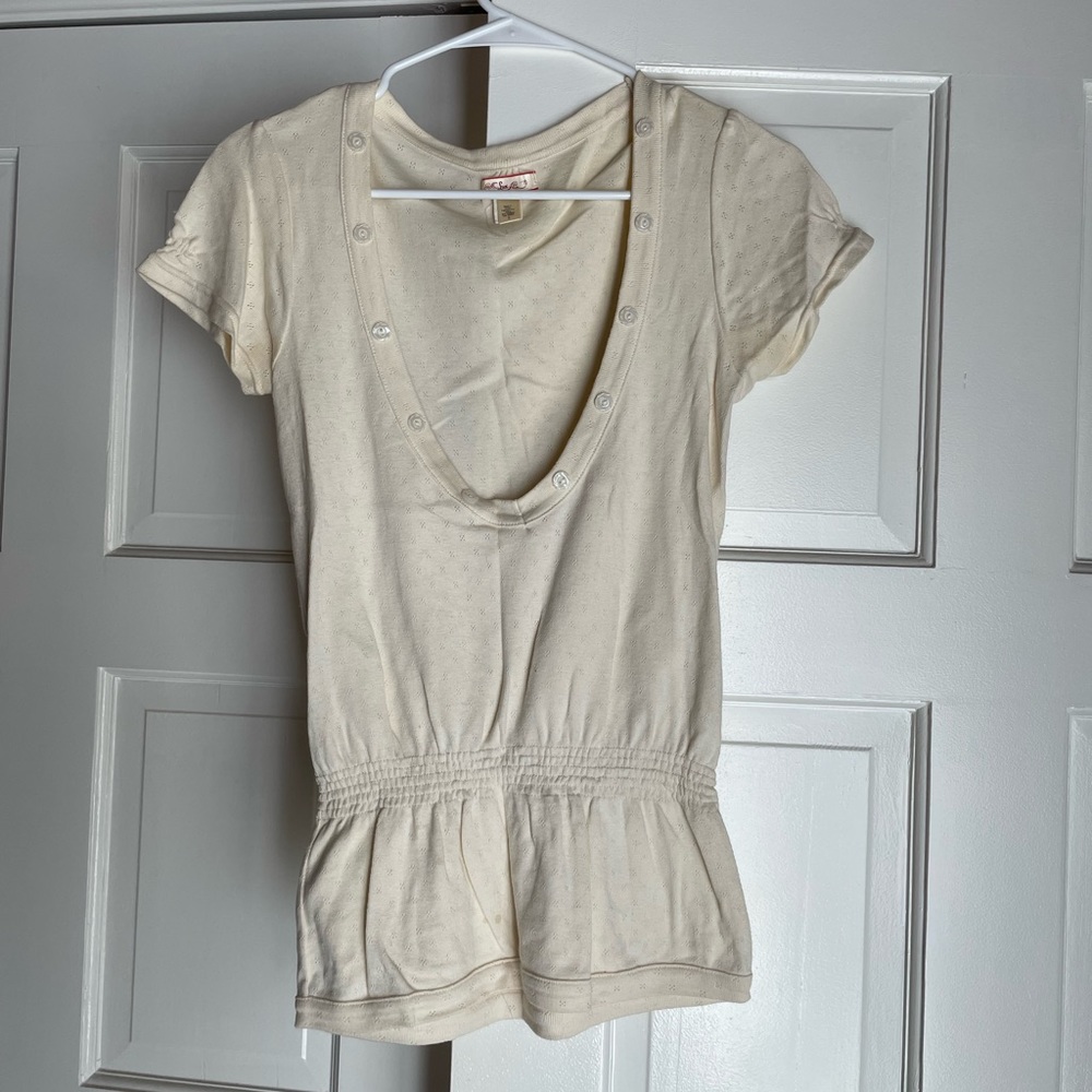Tan cinched top for layering